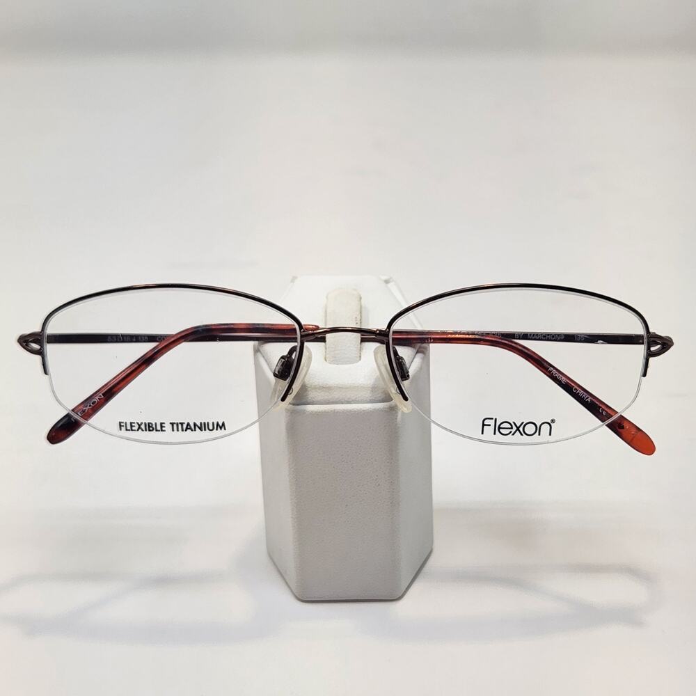 Flexon 635 Coffee Brown Flexible Titanium Half Rim Eyeglasses Frames Oval